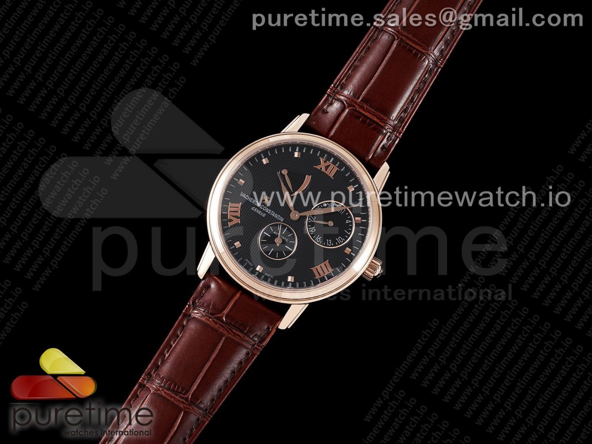 OX공장 패트리모니 파워리저브 로골 블랙다이얼 가죽스트랩 Patrimony Power Reserve RG OXF Best Edition Black Dial on Brown Leather Strap A23J