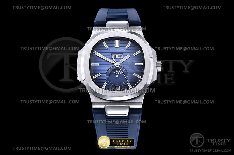 GR공장 V3 파텍필립 노틸러스 애뉴얼 캘린더 스틸 블루다이얼 러버스트랩 Patekphilippe Nautilus Annual Calendar 5726 SS Blue Dial Rubber Strap