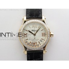 YY공장 해피스포츠 36미리 로골 화이트다이얼 HAPPY SPORT AUTOMATIC RG 36MM CRYSTAL YYF 1:1 BEST EDITION WHITE DIAL ON BLACK LEATHER STRAP A2892