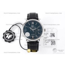 ZF공장 IWC 포르토피노 오토메틱 40 스틸 블랙다이얼 실버핸즈 가죽스트랩 Portofino Automatic 40mm SS/LE Blk/SS Stk ZF A9019