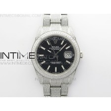 BP공장 롤렉스 데이저스트 41 다이아몬드풀파베 블랙다이얼 브레이슬릿 DateJust 41 126334 904 Full Paved Diamonds BP Best Edition Black Dial Sticks Markers on Oyster Bracelet A2824