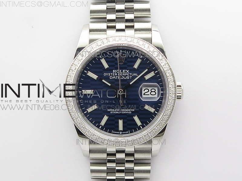 BP공장 롤렉스 데이저스트 36 스틸 블루플루티드다이얼 다이아몬드베젤 쥬빌레브레이슬릿 DateJust 36 SS 126284 BP 1:1 Best Edition New Blue Dial on Jubilee Bracelet