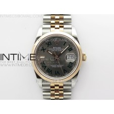 BP공장 롤렉스 데이저스트 36 로즈골드콤비 돔베젤 슬레이트로만다이얼 쥬빌레브레이슬릿 그레이 DateJust 36 SS/RG 126201 BP 1:1 Best Edition Gray Dial on Jubilee Bracelet