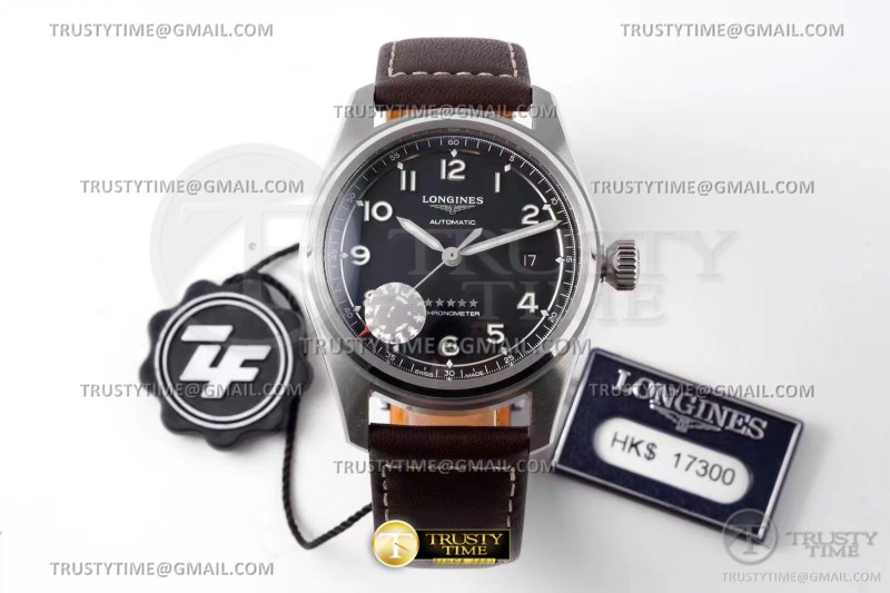 ZF공장 론진 스피릿 데이트 스틸 블랙다이얼 가죽스트랩 Longines Spirit SS/LE Black ZF A2892