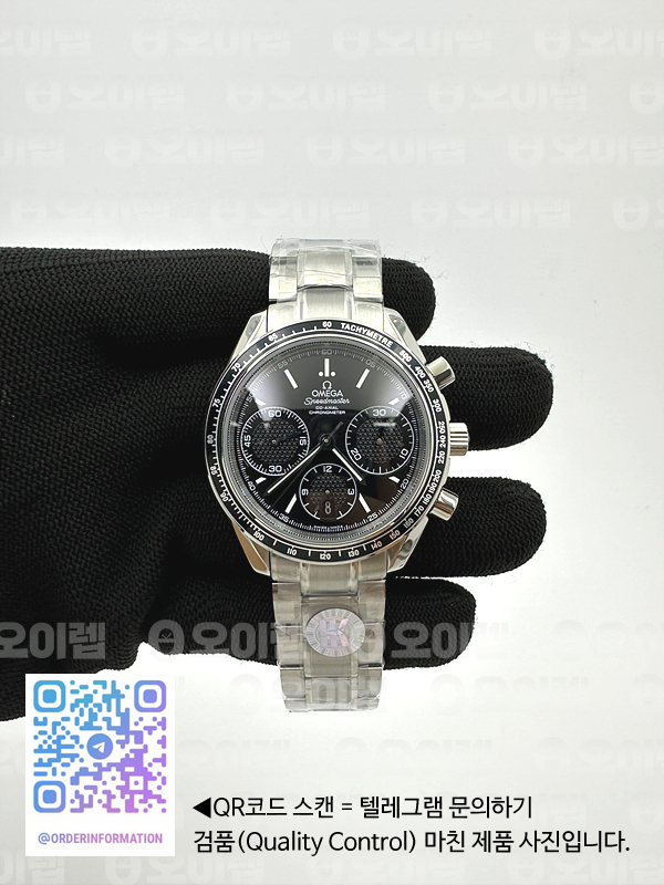 HR공장 오메가 스피드마스터 레이싱 크로노그래프 블랙다이얼 브레이슬릿 Speedmaster Racing Chrono 40mm SS/SS Blk HRF C3330