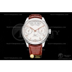 AZ공장 IWC 포르투기저 애뉴얼캘린더 스틸 화이트다이얼 가죽스트랩 Portugieser Annual Cal SS/LE Wht/RG AZF A52850