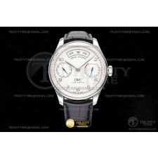 AZ공장 IWC 포르투기저 애뉴얼캘린더 스틸 화이트다이얼 가죽스트랩 Portugieser Annual Cal SS/LE Wht/Silv AZF A52850