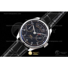 AZ공장 IWC 포르투기저 애뉴얼캘린더 스틸 블랙다이얼 빈티지인덱스 가죽스트랩 Portugieser Annual Cal IW503502 SS/LE Blk AZF A52850