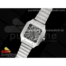 TWF공장 산토스 스켈레톤 스틸 블랙다이얼 브레이슬릿 Santos skeleton SS TWF Best Edition Skeleton Dial on SS Bracelet Ronda Quartz