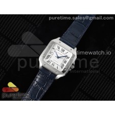 3K공장 까르띠에 산토스 미디움 35 스틸 화이트다이얼 가죽스트랩 Santos de Cartier 35mm 3KF 1:1 Best Edition White Dial on Blue Leather Strap MIYOTA 9015