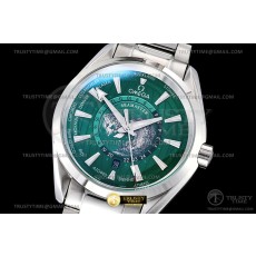 A8공장 오메가 아쿠아테라 150M 43 월드타이머 스틸 그린다이얼 브레이슬릿 Aqua Terra 150m Worldtimer 43mm SS/SS Grn A8F A2813