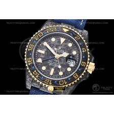 OM공장 롤렉스 GMT마스터2 카본케이스 옐로우블루커스텀 직물스트랩 GMT Master II GMT Electro FC/NY CAR OMF A3186 CHS