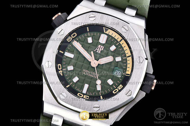 BF공장 오데마피게 로얄오크오프쇼어 다이버 15720 스틸 그린다이얼 러버스트랩 Royal Oak Offshore Diver 15720 SS/RU Grn BF A4308