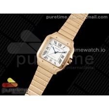 3K공장 까르띠에 산토스 라지 40 로즈골드금통 브레이슬릿 Santos de Cartier 40mm RG 3KF 1:1 Best Edition White Dial on RG Bracelet MIYOTA 9015