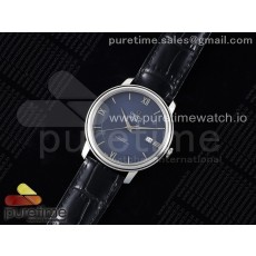 TWS공장 오메가 드 빌 스틸 블루다이얼 실버인덱스 가죽스트랩 De Ville SS TWF 1:1 Best Edition Silver Dial SS Markers on Black Leather Strap MIYOTA 9015