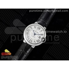 3K공장 까르띠에 발롱블루 36 오토메틱 스틸 화이트다이얼 가죽스트랩 Ballon Bleu 36mm SS 3KF 1:1 Best Edition White Dial on Black Leather Strap A076