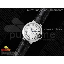 3K공장 까르띠에 발롱블루 33 오토메틱 스틸 화이트다이얼 가죽스트랩 Ballon Bleu 33mm SS 3KF 1:1 Best Edition White Dial on Black Leather Strap A076