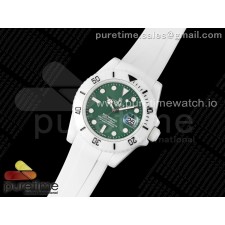 5G공장 롤렉스 커스텀 서브마리너 40 풀세라믹 그린다이얼 러버스트랩 Submariner 40mm White Ceramic 5GF Best Edition Green Dial on White Rubber Strap SA3135