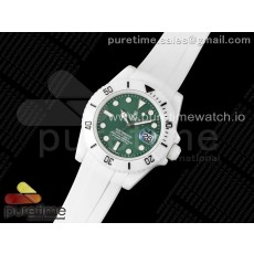 5G공장 롤렉스 커스텀 서브마리너 40 풀세라믹 그린다이얼 러버스트랩 Submariner 40mm White Ceramic 5GF Best Edition Green Dial on White Rubber Strap SA3135