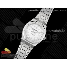 APS공장 오데마피게 로얄오크 15400 스틸 실버다이얼 브레이슬릿 Royal Oak 41mm 15400 SS APSF 1:1 Best Edition White Textured Dial on SS Bracelet A3120 Super Clone