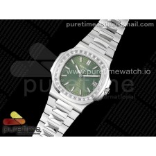 PPF공장 파텍필립 노틸러스 5711 그린다이얼 브레이슬릿 Nautilus 5711/1A PPF 1:1 Best Edition Green Textured Dial T Diamonds Bezel on SS Bracelet 324CS V4 PP공장