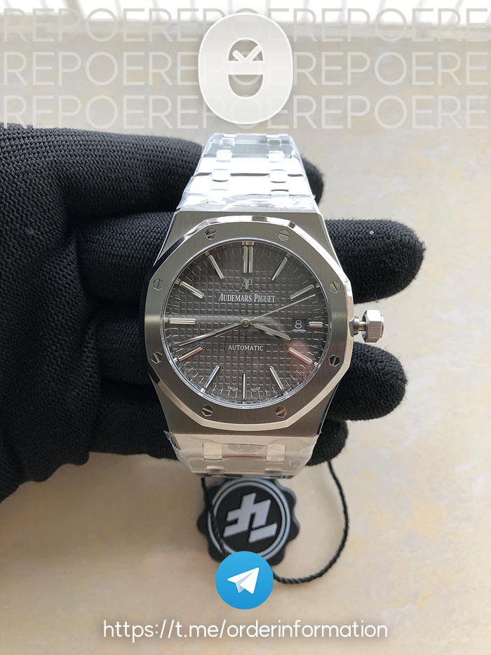 ZF공장 오데마피게 로얄오크 15400 스틸 그레이다이얼 브레이슬릿 Royal Oak 41mm 15400 SS ZF 1:1 Best Edition Gray Textured Dial on SS Bracelet SA3120 Super Clone