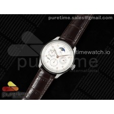 QF공장 IWC 포르투기저 퍼페츄얼캘린더 5033 스틸 화이트다이얼 가죽스트랩 Portugieser Perpetual Calendar SS 5033 QF Best Edition White RG Dial on Brown Leather Strap A52610