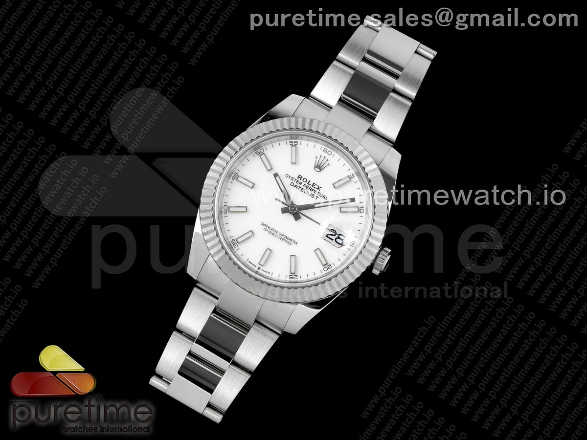 NTF공장 롤렉스 데이저스트 41 스틸 화이트다이얼 플루티드베젤 오이스터브레이슬릿 DateJust 41 126334 NTF 1:1 Best Edition 904L Steel White Stick Dial on Oyster Bracelet VR3235