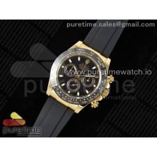 QF공장 롤렉스 세라믹 데이토나 옐로우골드금통 블랙다이얼 러버스트랩 Daytona 116518 QF 1:1 Best Edition Black Dial on Oysterflex Rubber Strap SA4130