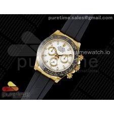 QF공장 롤렉스 세라믹 데이토나 옐로우골드금통 화이트다이얼 러버스트랩 Daytona 116518 QF 1:1 Best Edition White Dial on Oysterflex Rubber Strap SA4130