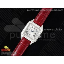 F1공장 까르띠에 산토스 뒤몽 미디움 27.5 스틸 실버다이얼 레드가죽스트랩 Santos Dumont 27.5mm IWSF Best Edition Silver Dial on Red Leather Strap Quartz