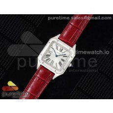 F1공장 까르띠에 산토스 뒤몽 미디움 27.5 스틸 실버다이얼 레드가죽스트랩 Santos Dumont 27.5mm IWSF Best Edition Silver Dial on Red Leather Strap Quartz