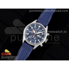 AZ공장 IWC 파일럿 크로노그래프 스틸 블루다이얼 오렌지핸즈 블루가죽스트랩 Pilot Chrono SS AZF 1:1 Best Edition Blue Dial Orange Hand on Blue Leather Strap A7750