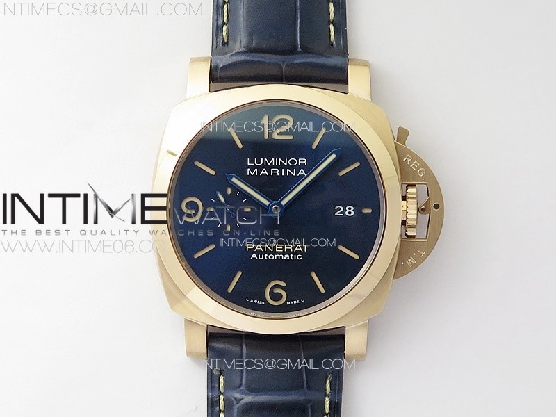 VS공장 파네라이 PAM1114 로즈골드금통 블루다이얼 블루핸즈 가죽스트랩 Pre Order PAM1114  RG VSF 1:1 Best Edition Blue Dial on Blue Leather Strap P.9010 Super Clone SB공장