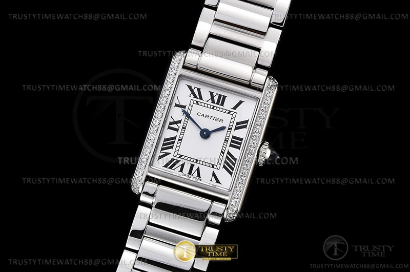 K11공장 까르띠에 탱크 머스트 스몰 스틸 다이아몬드베젤 화이트다이얼 브레이슬릿 CAR0549B - Cartier Tank Must Small Dia SS/SS Wht K11 Sw Qtz