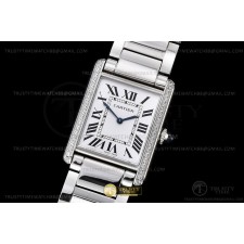 K11공장 까르띠에 탱크 머스트 라지 스틸 다이아몬드베젤 화이트다이얼 브레이슬릿 CAR0548B - Cartier Tank Must Large Dia SS/SS Wht K11 Sw Qtz