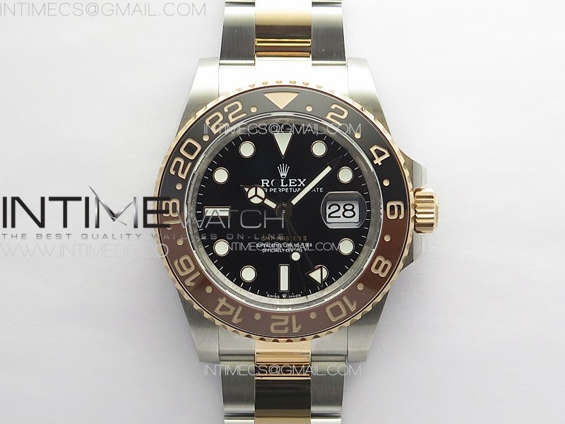 GM공장 롤렉스 GMT마스터2 CHNR 루트비어 콤비 브레이슬릿 GMT-Master II 126711CHNR 904L/RG GMF 1:1 Best Edition Black Dial on 904L/RG Bracelet VR3285