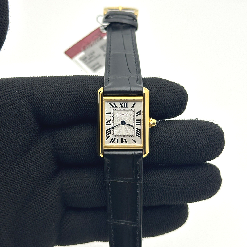 F1공장 까르띠에 탱크 머스트 스몰 옐로우골드금통 블랙악어스트랩 Cartier Tank Must Small YG/LE Wht F1F Sw Qtz