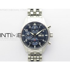 KK공장 IWC 파일럿 크로노그래프 IW388102 브레이슬릿 Pilot Chrono IW388102 KKF 1:1 Best Edition Blue Dial on SS Bracelet A7750 to 69385