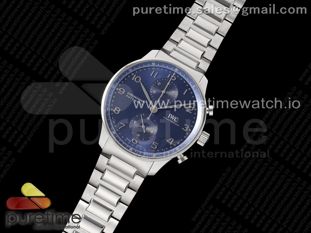 AZ공장 IWC 포르투기저 블루다이얼 브레이슬릿 3716 Portuguese Chrono IW3716 SS AZF 1:1 Best Edition Blue Dial on SS Bracelet A69355