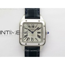 F1공장 까르띠에 산토스 뒤몽 라지 38mm 실버다이얼 블루가죽스트랩  Santos Dumont 38mm SS F1F Best Edition Silver Dial on Blue Leather Strap Quartz