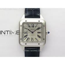 F1공장 까르띠에 산토스 뒤몽 46.6mm 실버다이얼 블루가죽스트랩 Santos Dumont 46.6mm SS F1F Best Edition Silver Dial on Blue Leather Strap Quartz