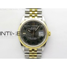 VS공장 롤렉스 데이저스트 36 옐로우골드콤비 슬레이트로만다이얼 쥬빌레브레이슬릿 윔블던 DateJust 36 SS 126233 904L SS/YG VSF 1:1 Best Edition Gray Dial Green Roman Markers on Jubilee Bracelet VS3235