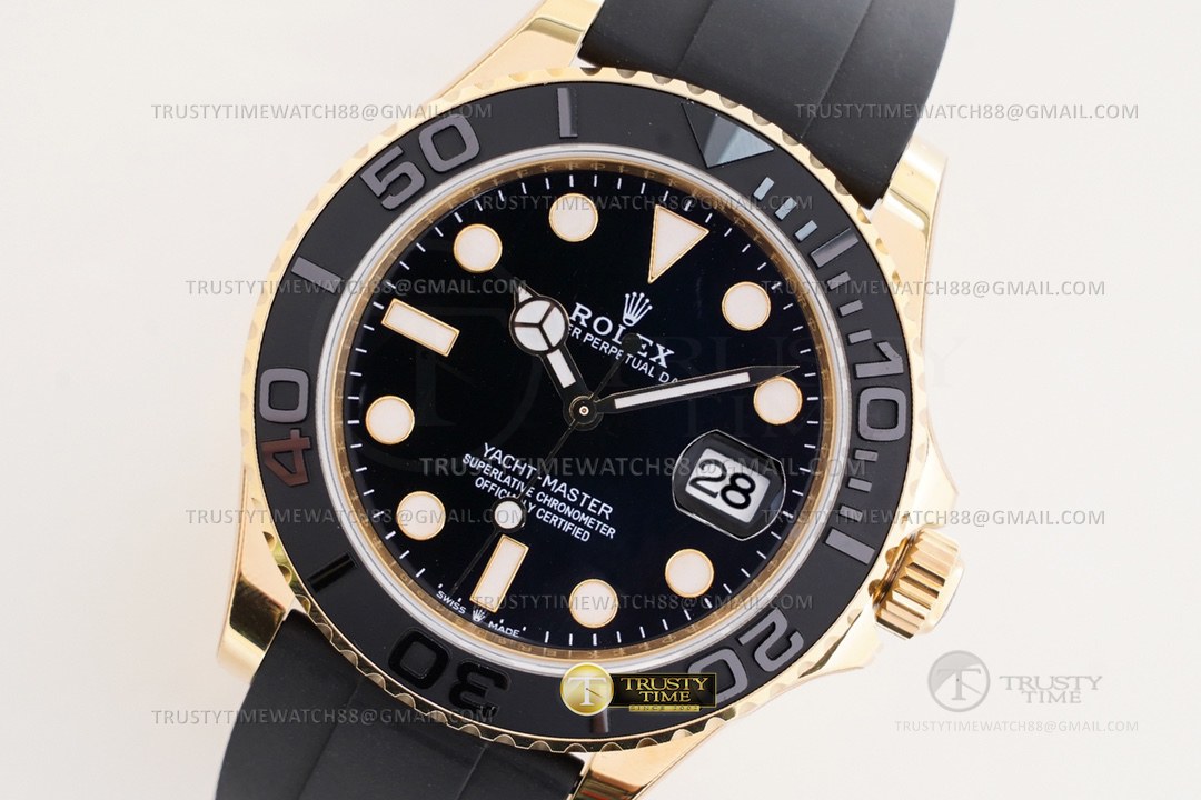 EW공장 롤렉스 요트마스터 42 옐로우골드금통 블랙다이얼 러버스트랩 YachtMaster 226658 42mm YG/RU Blk EWF A3235