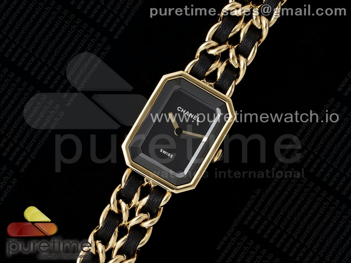 BV공장 샤넬 샤넬 프리미에르 아이코닉 블랙다이얼 블랙체인스트랩 Ppremière Iconic Chain Watch YG BVF 1:1 Best Edition Black Dial on Chain Bracelet RONDA Quartz