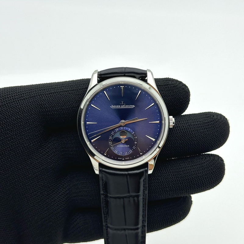 APS공장 예거르쿨트르 마스터 울트라씬 문페이즈 스틸 블루다이얼 가죽스트랩 Master Ultra Thin Moon SS APSF 1:1 Best Edition Blue Dial on Black Leather Strap SA925 Super Clone
