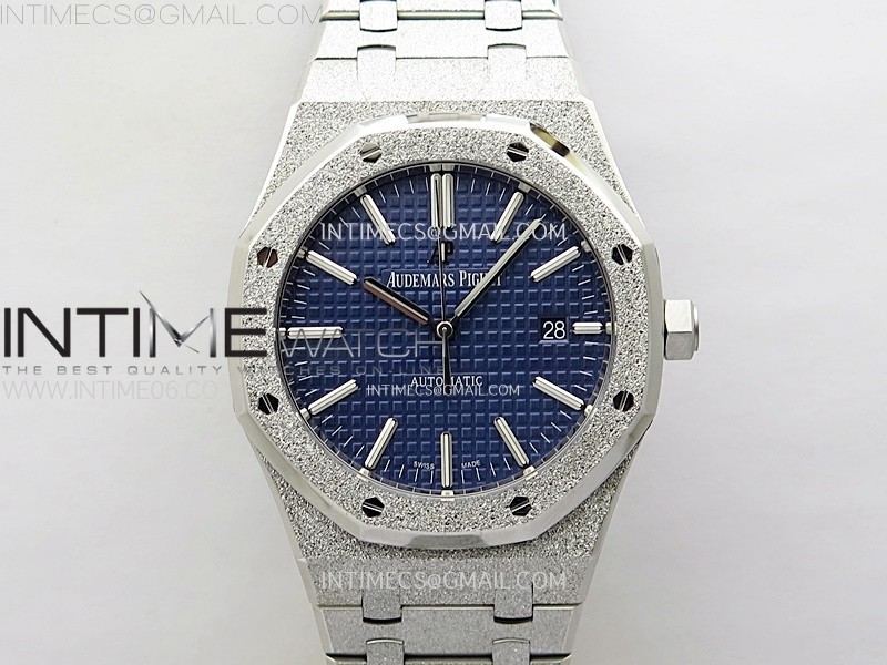 ZF공장 오데마피게 로얄오크 15410 프로스티드 블루다이얼 브레이슬릿 Royal Oak 41mm 15410 Frosted SS ZF 1:1 Best Edition Blue Textured Dial on SS Bracelet SA3120 Super Clone