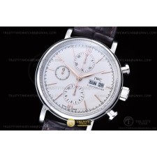 TW공장 IWC 포르토피노 크로노 스틸 화이트다이얼 골드마커 브라운가죽스트랩 Portofino Chrono IW3910 SS/LE Wht/RG Stk TWF A7750