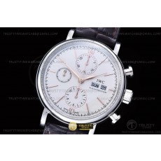 TW공장 IWC 포르토피노 크로노 스틸 화이트다이얼 골드마커 브라운가죽스트랩 Portofino Chrono IW3910 SS/LE Wht/RG Stk TWF A7750