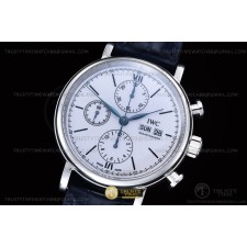 TW공장 IWC 포르토피노 크로노 스틸 화이트다이얼 블루마커 가죽스트랩 Portofino Chrono IW3910 SS/LE Wht/Blk Stk TWF A7750